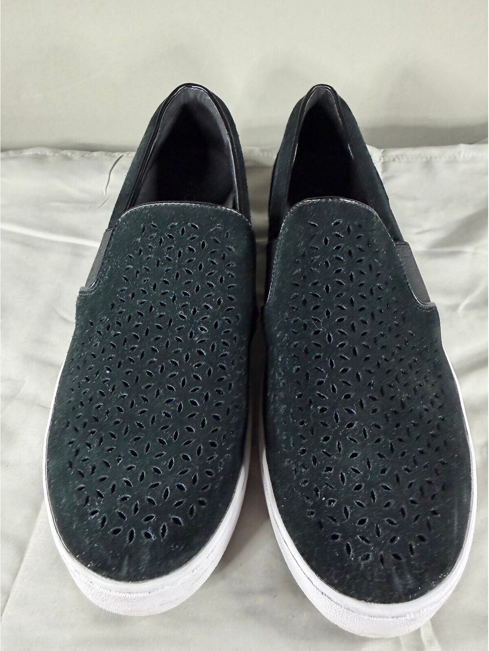 Vionic Black Suede Slip-On Sneakers with Perforated Design Size 9